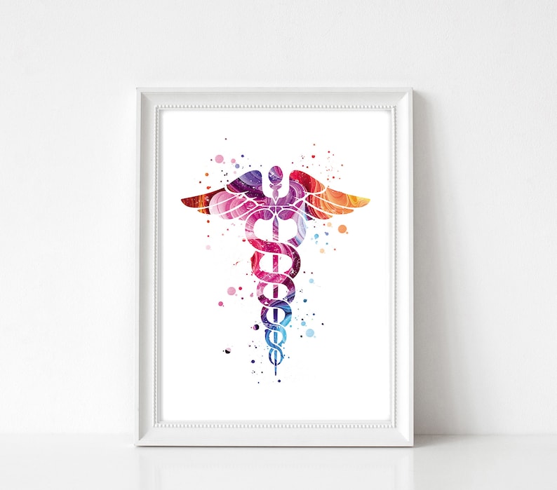 Caduceus poster, snake of Asclepius, doctor gift, health professionals, medicine, emblem, Aesculapius Number 167 image 2