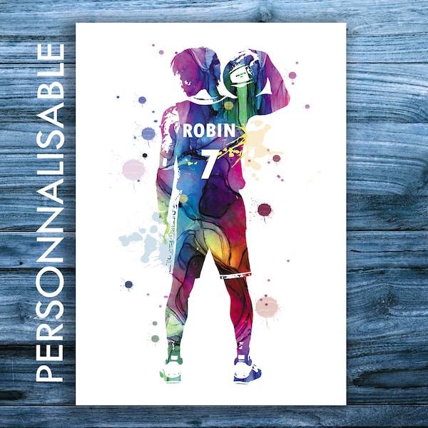 Affiche basketteur, poster personnalisable, basketball art, sport , cadeau sportif prénom, joueur de basket