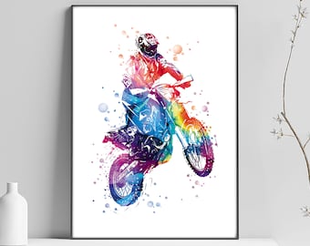 Motocross poster, freestyle, motorcycle, art print, biker poster, sport illustration