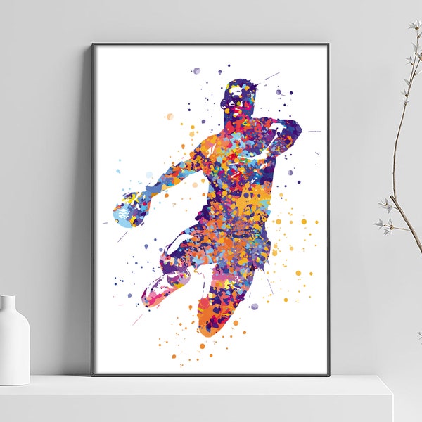 Handballeur poster, affiche saint valentin, handball art print, sport affiche, idée cadeau sportif, joueur de handball