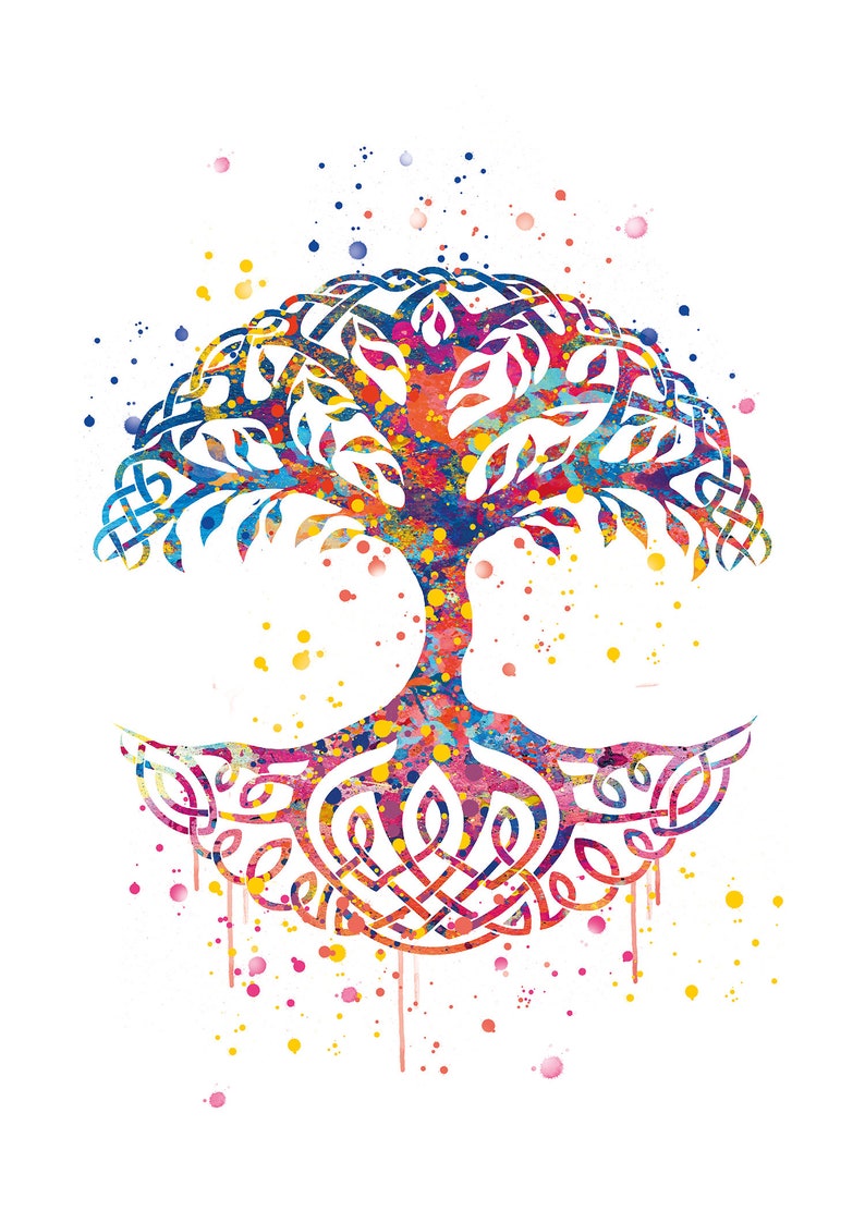 Bunte Baum des Lebens Poster Zen Kunst Aquarell Buddhismus | Etsy