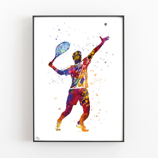 Tennis affiche, art print sport, joueur de tennis poster, décoration murale