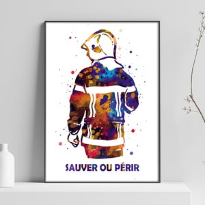 Pompier affiche, cadeau pompier, art soldat du feu, pompier illustration, affiche sapeur-pompier, pompier français