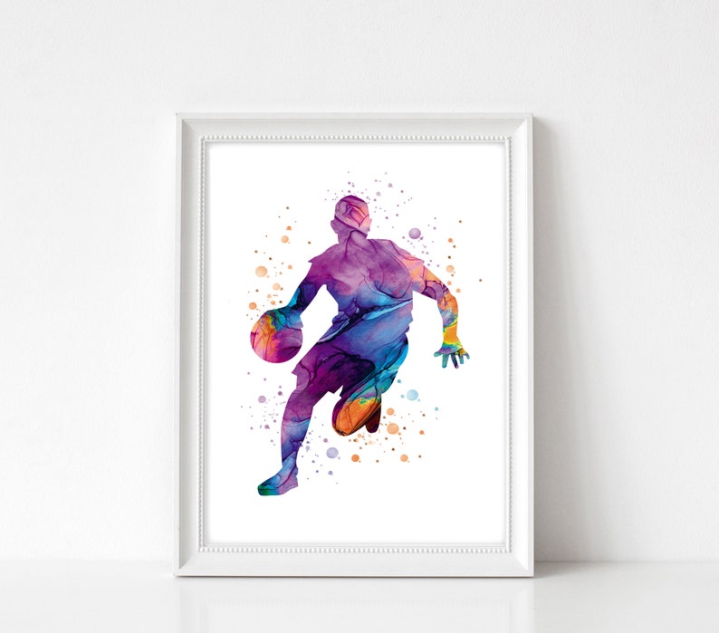 Basketball player poster, basketball art, sport poster, gift idea, for basketball player, sports gift, basketball player image 2