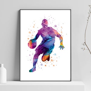 Basketball player poster, basketball art, sport poster, gift idea, for basketball player, sports gift, basketball player image 1