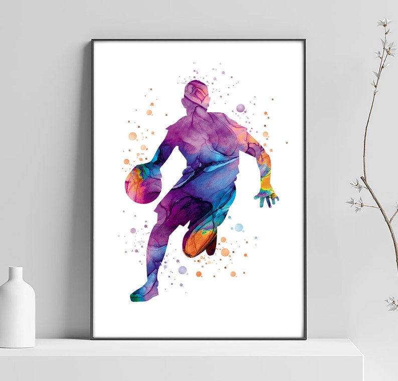 Basketball player poster, basketball art, sport poster, gift idea, for basketball player, sports gift, basketball player image 1