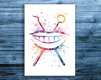 Dental art poster, mouth drawing, medical office, clinic, doctor decoration, doctor gift, jaw, tooth, tools