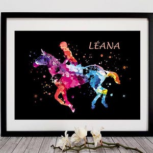Póster de equitación, personalización, equitación, póster deportivo, regalo para jinete, deporte ecuestre, regalo, decoración para centro ecuestre