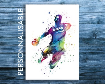 Affiche handballeur, poster personnalisable, handball art, sport affiche, cadeau sportif prénom, personnalisation