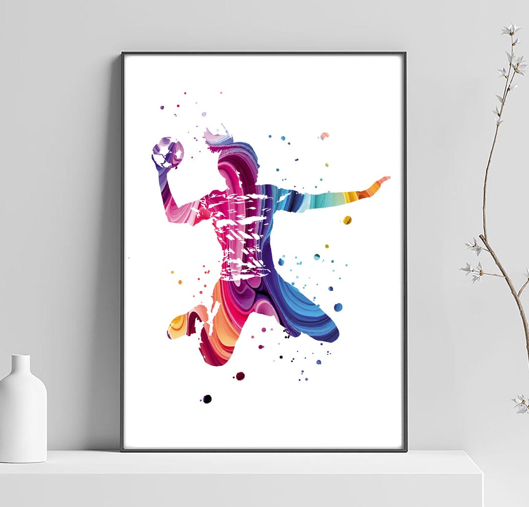 Illustration of a Female Handball Player, Poster, Gift Idea - Etsy