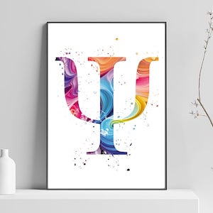 Psychologie-Symbol-Poster, Psychologen-Geschenk, moderner griechischer Buchstabe psi, Wartezimmer-Büro-Dekoration [Nummer 170]