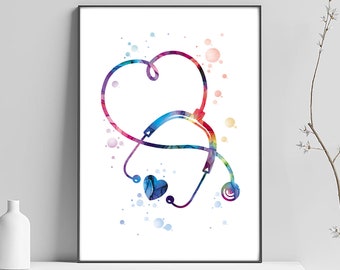 Stethoscope poster, gift doctor diploma doctor, medical, acoustic instrument, veterinarian, heart