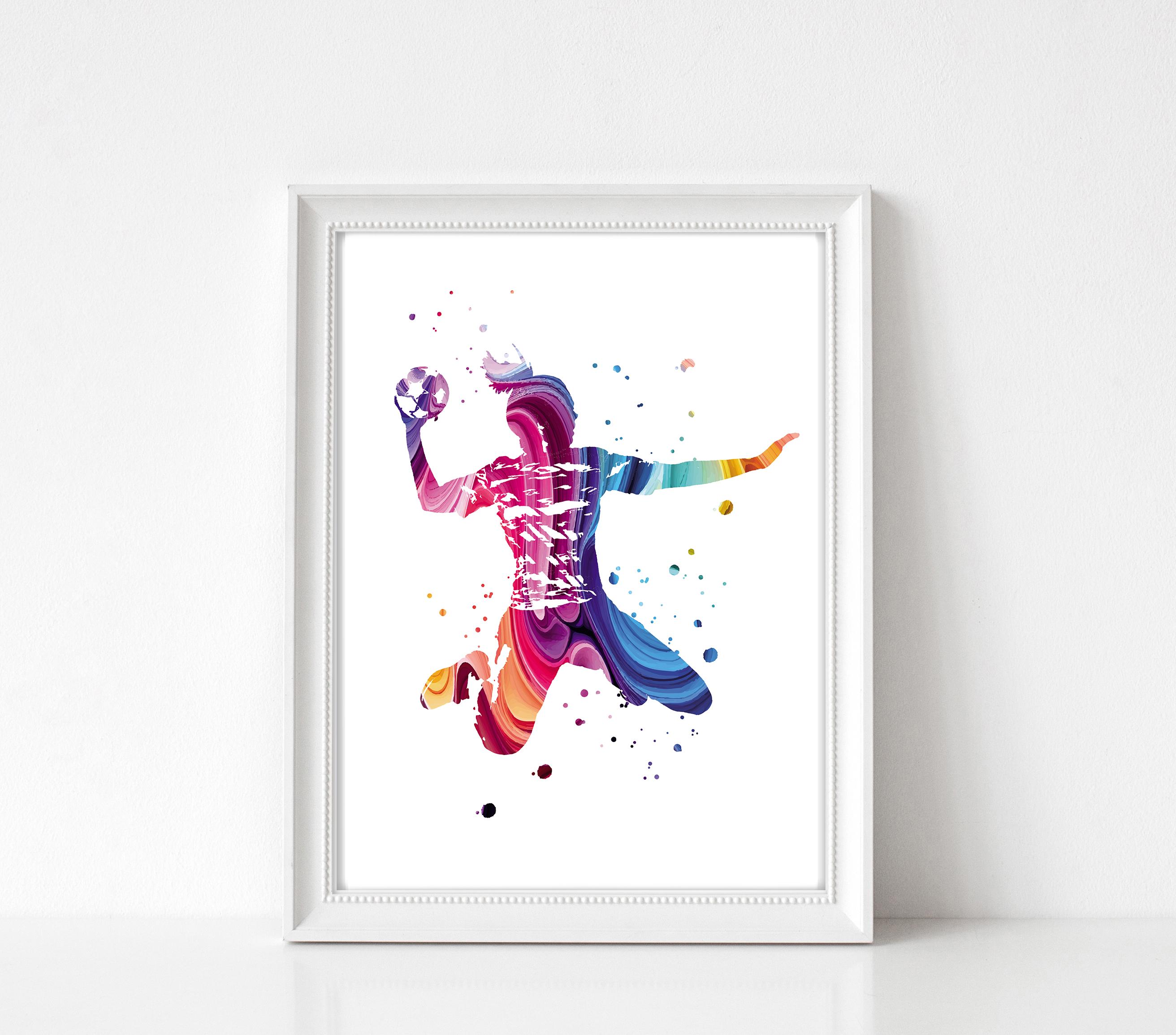 Illustration of a Female Handball Player, Poster, Gift Idea - Etsy