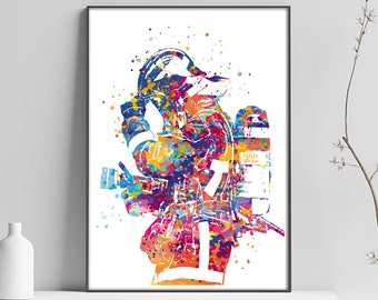 multicolored firefighter poster, A4 FORMAT 21x29.7 cm, French firefighter gift, firefighter art, firefighter poster