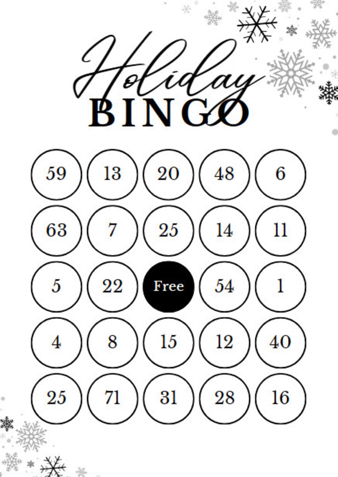 Printable Holiday Bingo Cards Etsy