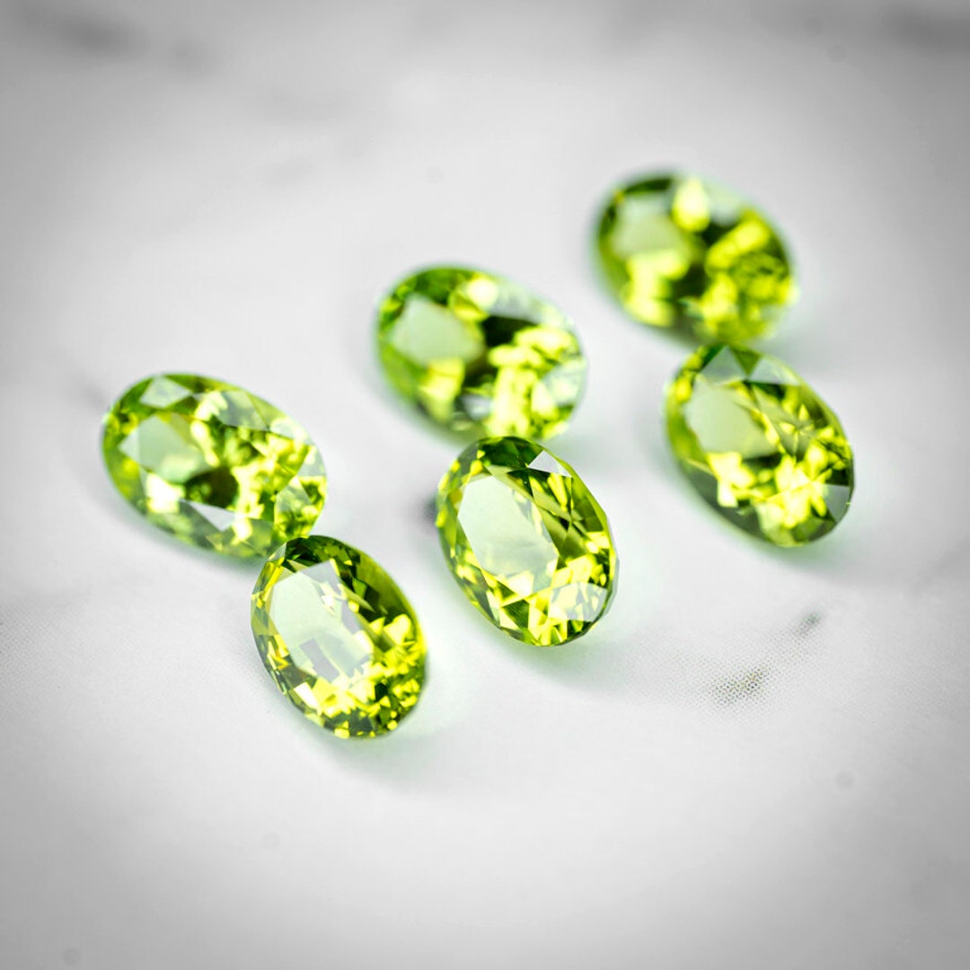 Peridotarizona 3.11 Ct TW 6 Pcscalibrated Oval Cuts 6 X 4 Mmfor