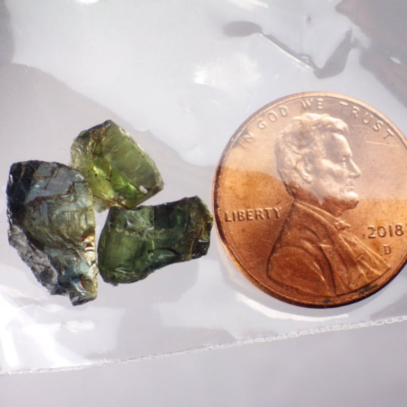 Natural Untreated Parti Sapphire-Kenya 11.32 Ct TW Natural Rough 3 pcs-Facet Grade