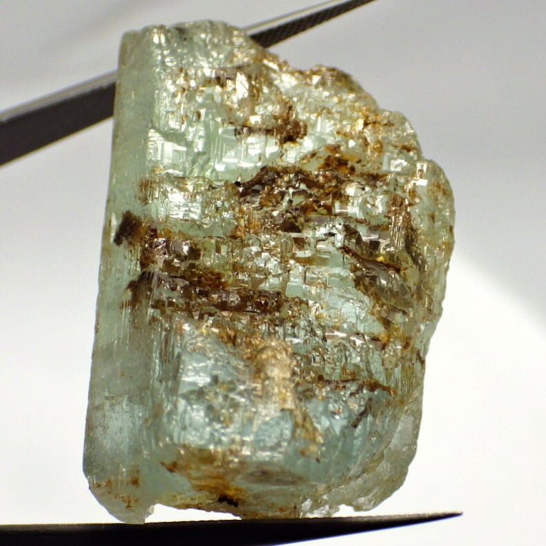 Aquamarine-Malawi 63.21 Ct Rare Etched Floater Crystal-Mostly Transparent with Some Natural Flaws-Rare!