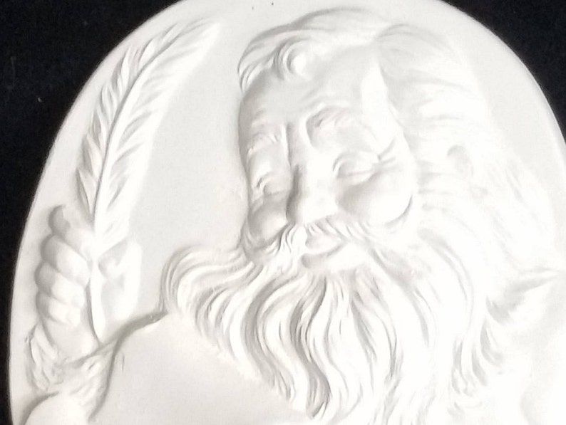 Santa Checking His List Medallion Ornament- Christmas Ornament DIY, Unpainted Ceramic Bisque Ready to Paint