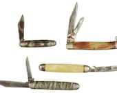 Vintage hammer ny pat. 2037943 kutman pocket knives celluloid bone 4 pc lot