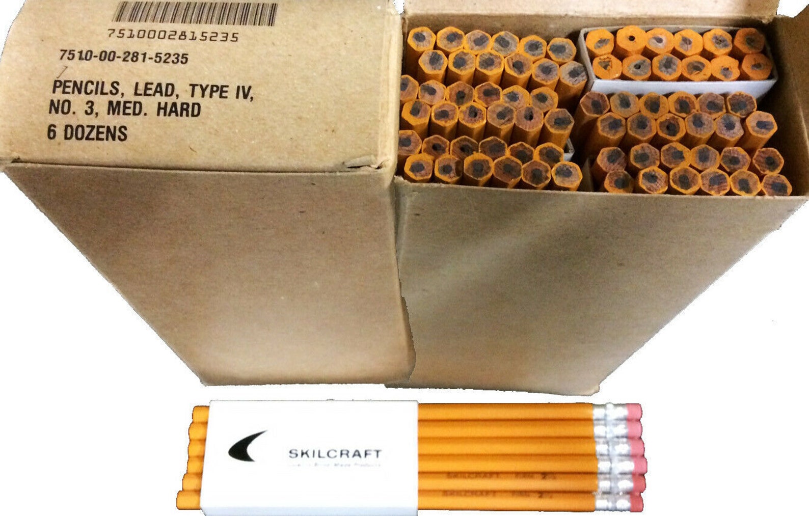 Skilcraft No. 3 Hard Lead Pencils Yellow Wood Cased Box of 6 Etsy