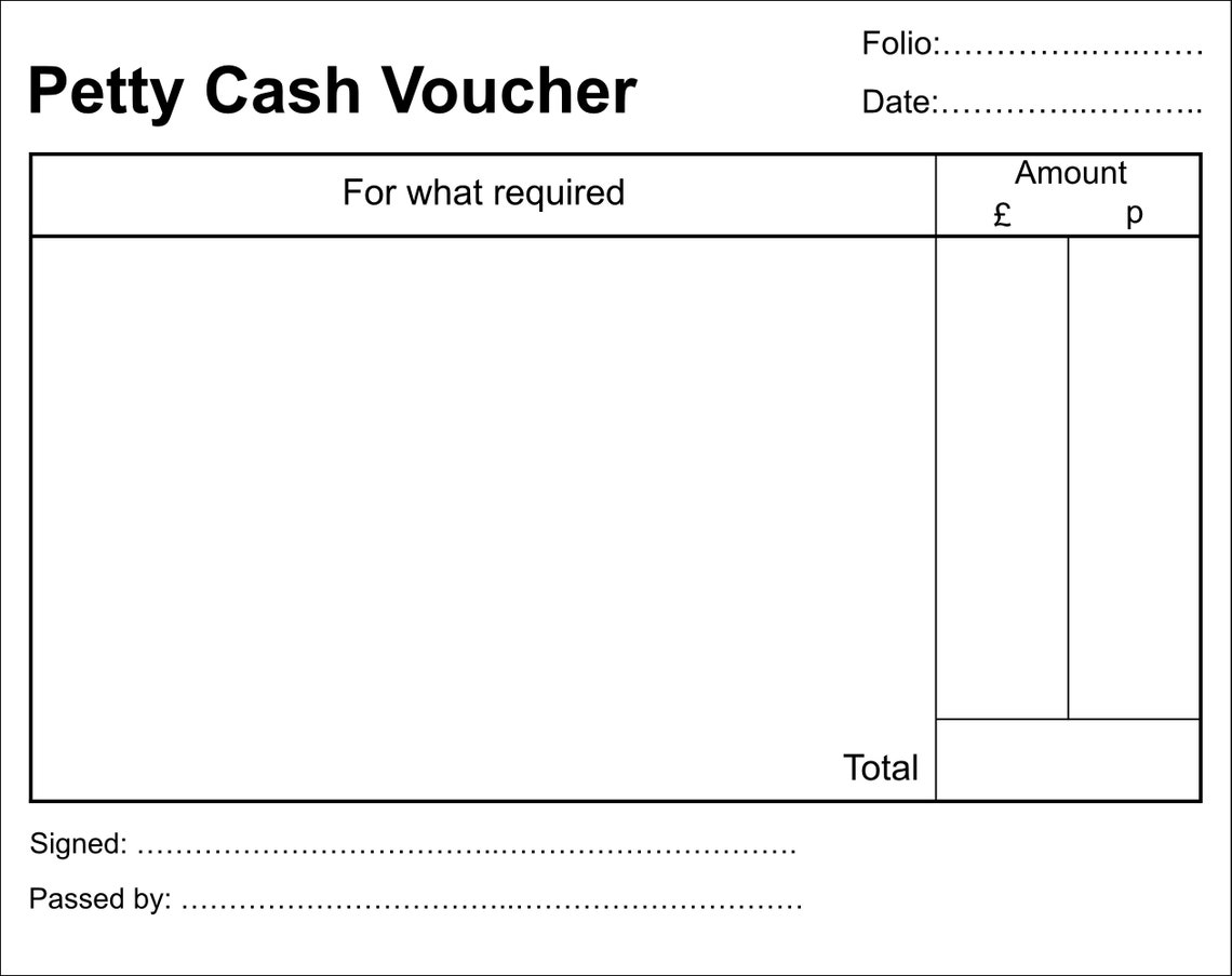 Printable Petty Cash Vouchers - UK and US Styles PDF - Etsy UK