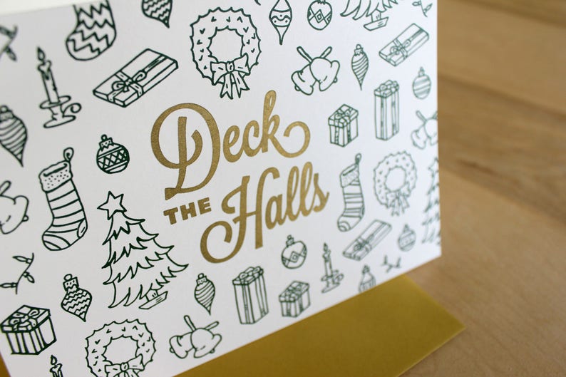 Box of 8 Icons of the Season Deck the Halls Holiday Card A7 image 3