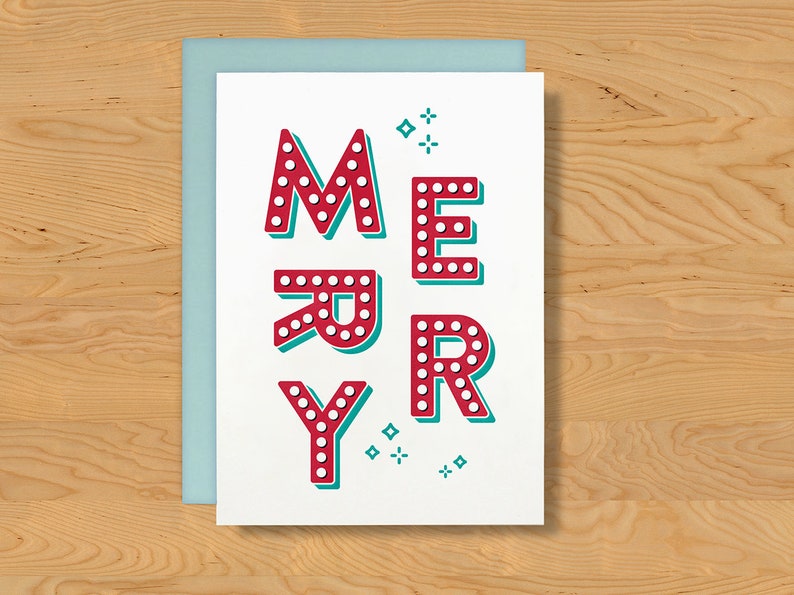Holiday Card Marquee Merry A7 Bild 1
