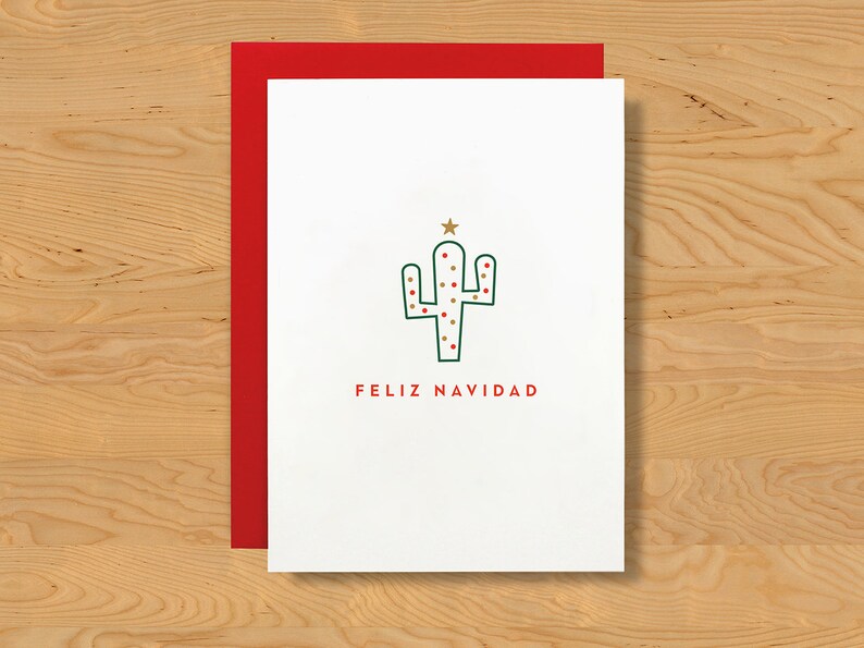 PREORDER Holiday Card Festive Cactus Single A7 image 1