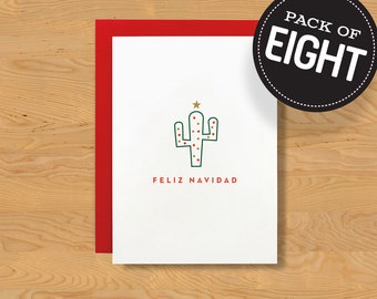 Box of 8 "Festive Cactus" Holiday Card A7