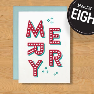 Box of 8 Marquee Merry Holiday Card A7 image 1