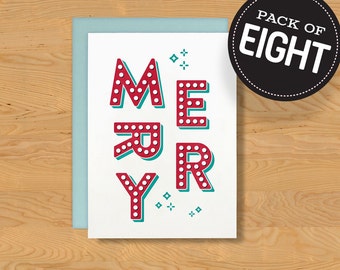 Box of 8 "Marquee Merry" Holiday Card A7