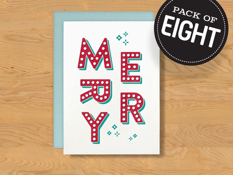 Box of 8 Marquee Merry Holiday Card A7 image 1