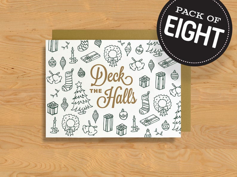 Box of 8 Icons of the Season Deck the Halls Holiday Card A7 image 1
