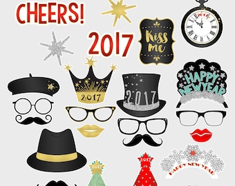 Printable New Years Eve Photo Booth Props Holiday Party Props  New Year's Eve 2017 Props Instant Download (114) Digital File