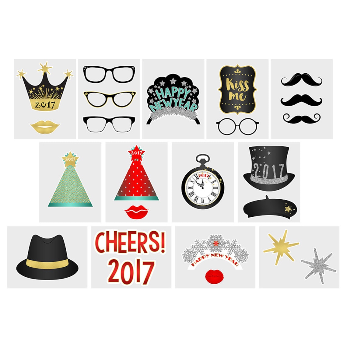 Printable New Years Eve Photo Booth Props Holiday Party Props New Year ...