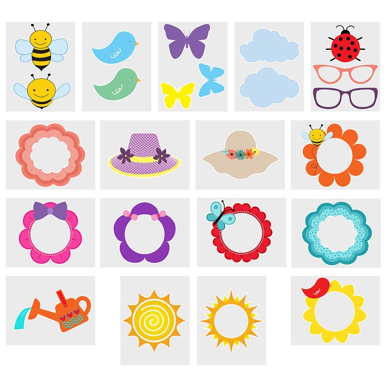 Printable Garden Photo Booth Props Spring Gardening Party Props Flowers