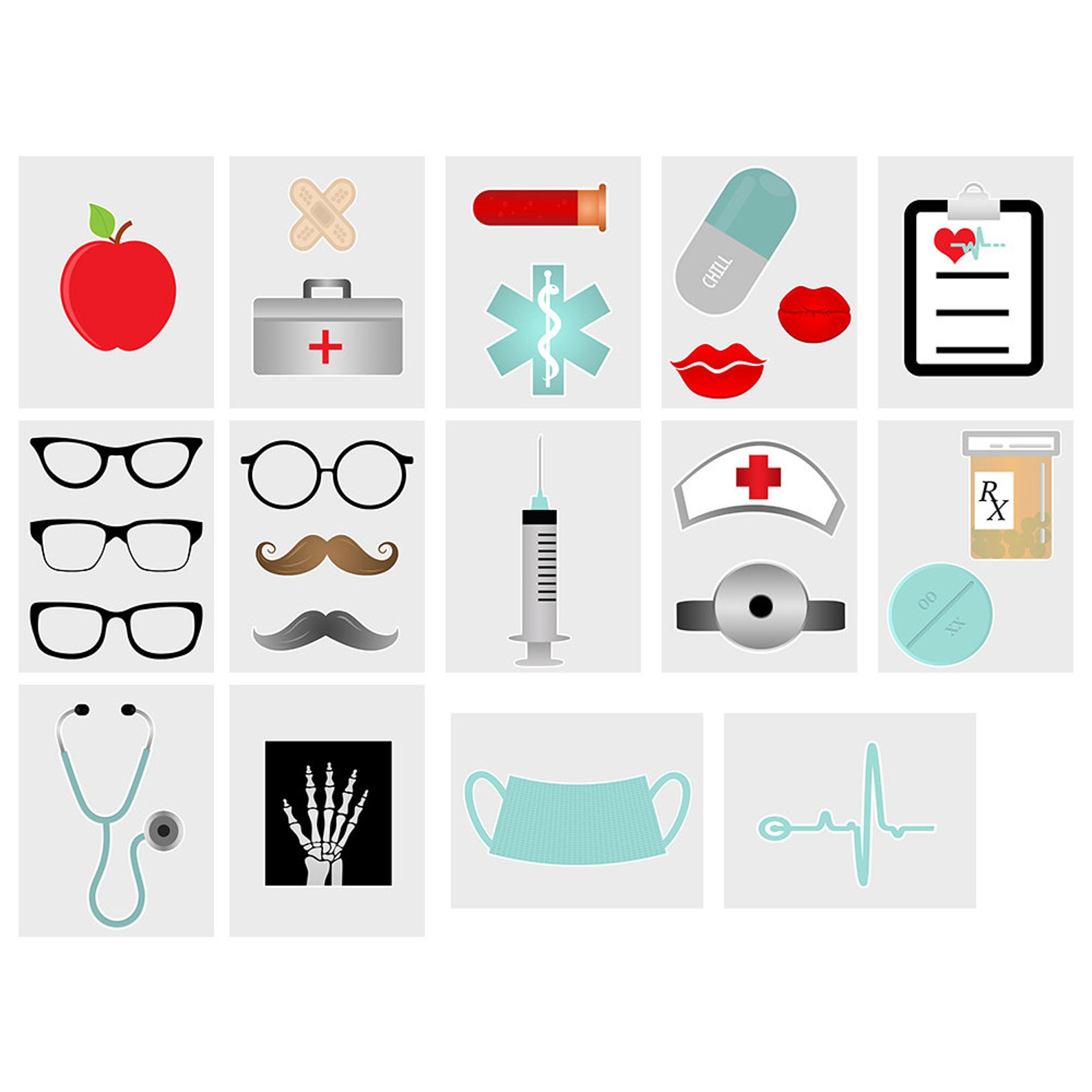 Printable Medical Photo Booth Props Doctor Nurse Hospital Party Props ...