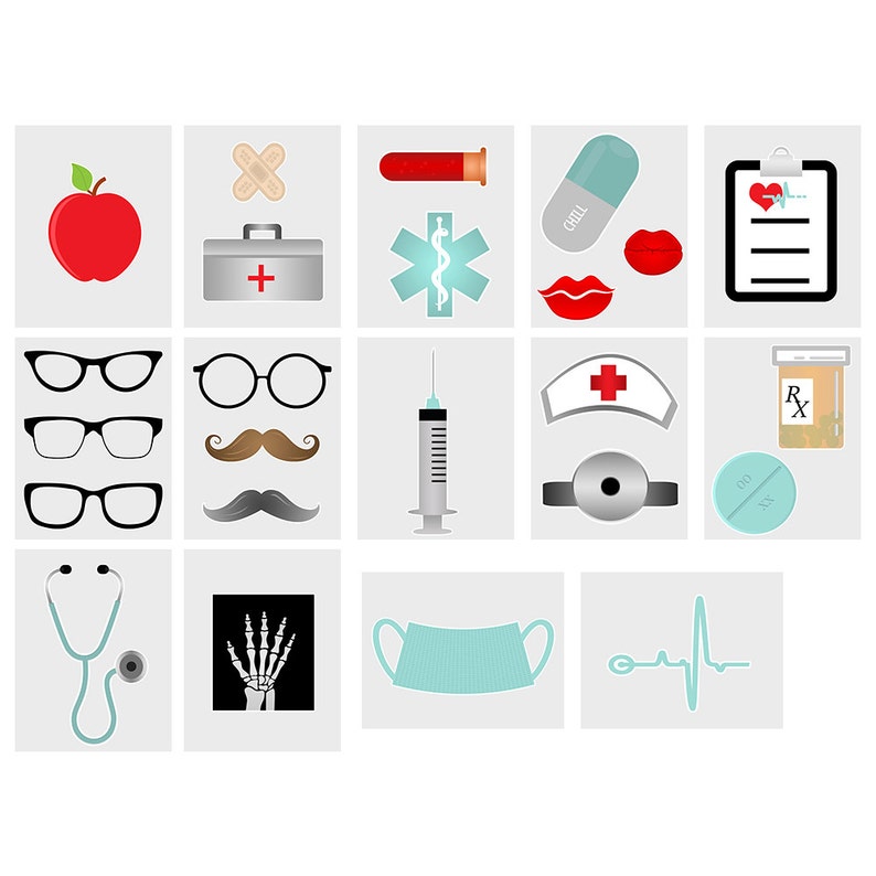 Printable Medical Photo Booth Props Doctor Nurse Hospital | Etsy