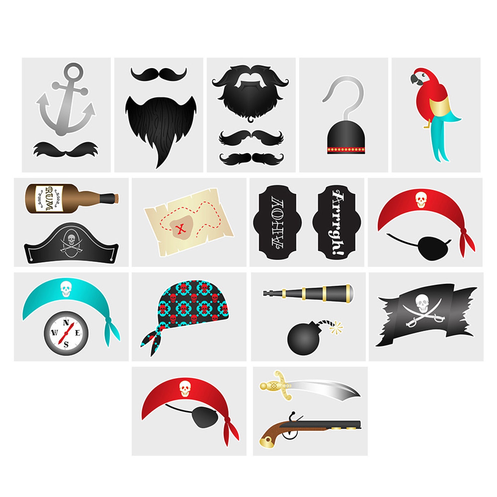 Printable Pirate Photo Booth Props Be A Pirate Party Props