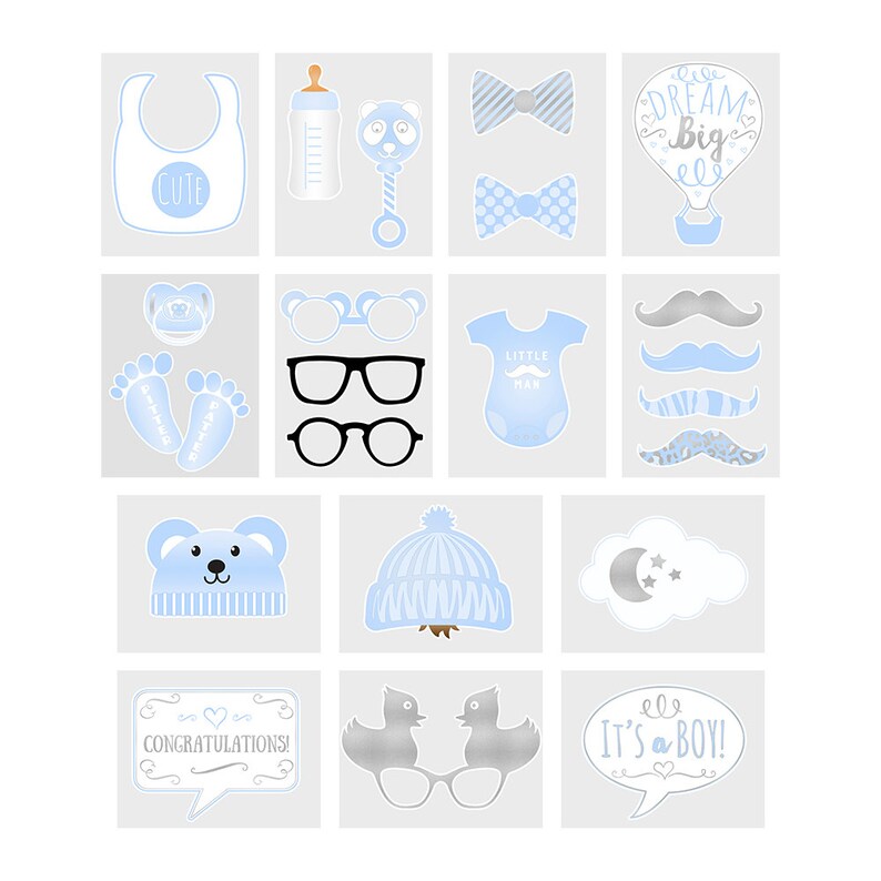 Printable Baby Boy Photo Booth Props Baby Shower Party Props Gender ...