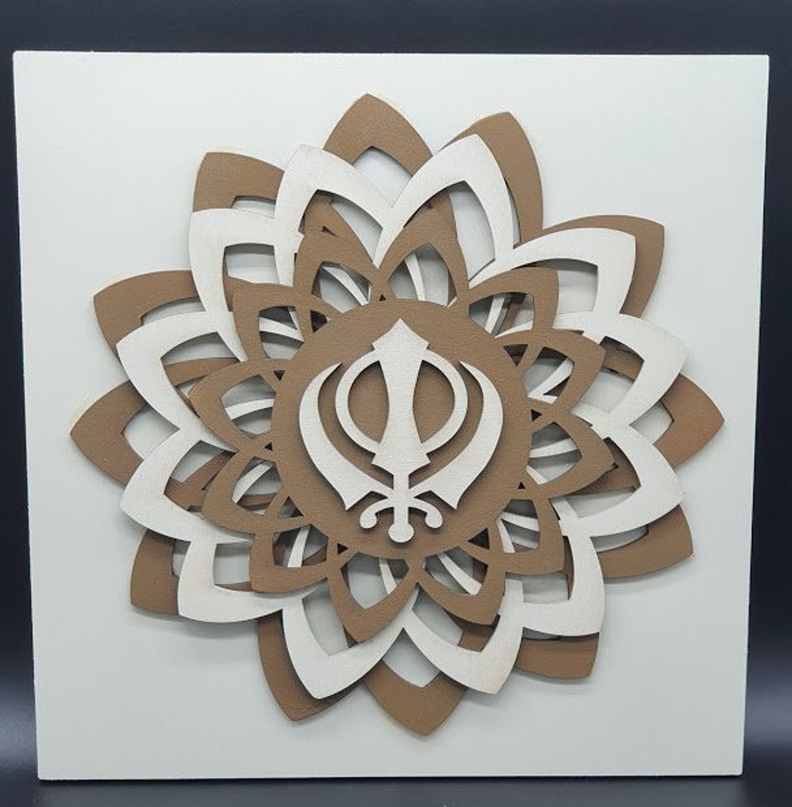 Khanda Wall Art - Sikh Art | Ik Onkar| Khanda |Sikh Wall Art| Taupe and Beige