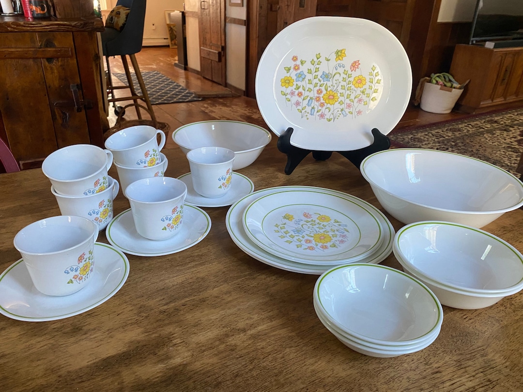 Vintage Corelle Dinnerware Pieces in Spring Meadow Pattern Etsy