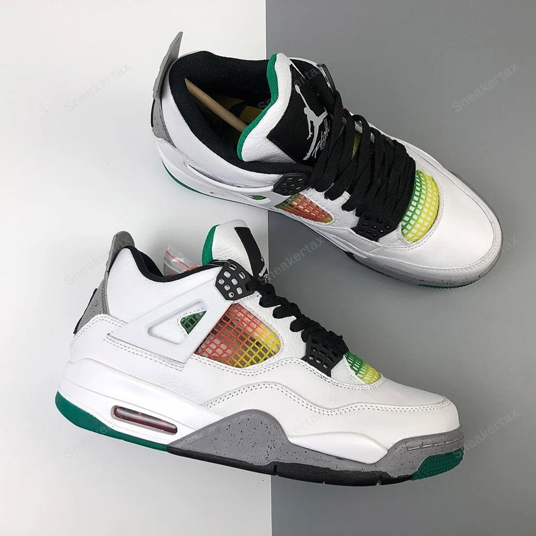 Jordan 4 rasta White/university Red-lucid Green-black for - Etsy