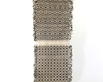 7'1" x 2'2" Vintage Moroccan Zanafi Rug, Moroccan Runner Rug, Diamond Rug, Black and white Bohemian Rug, Bohemian Boho Decor