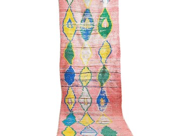11’5” x 2’9” Vintage Moroccan Boujaad Runner Rug, Moroccan Rug, Faded Rug Boujad Rug, Bohemian Rug, Bohemian Boho Decor