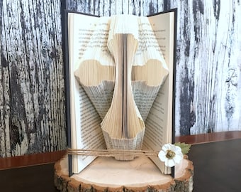 Christian Cross Book Fold Art, Religious Gift for Women, Christmas Faith Decor,