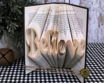 Fireplace Decor, Christmas Decorations Rustic, Folded Book Art, Mantel Decor, Modern Farmhouse Christmas Decor, Coffee Table Decor,