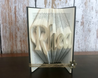 Personalized Book Art Gift | Custom Name Decor | Folded Book Sculpture for Teens