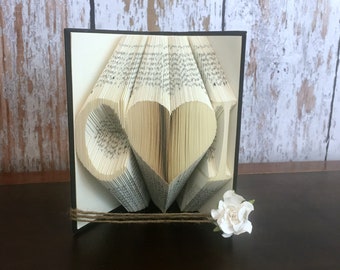 Folded Book Art, Girlfriend Gift, Personalised Gift, Couple Initials, Valentines Gift